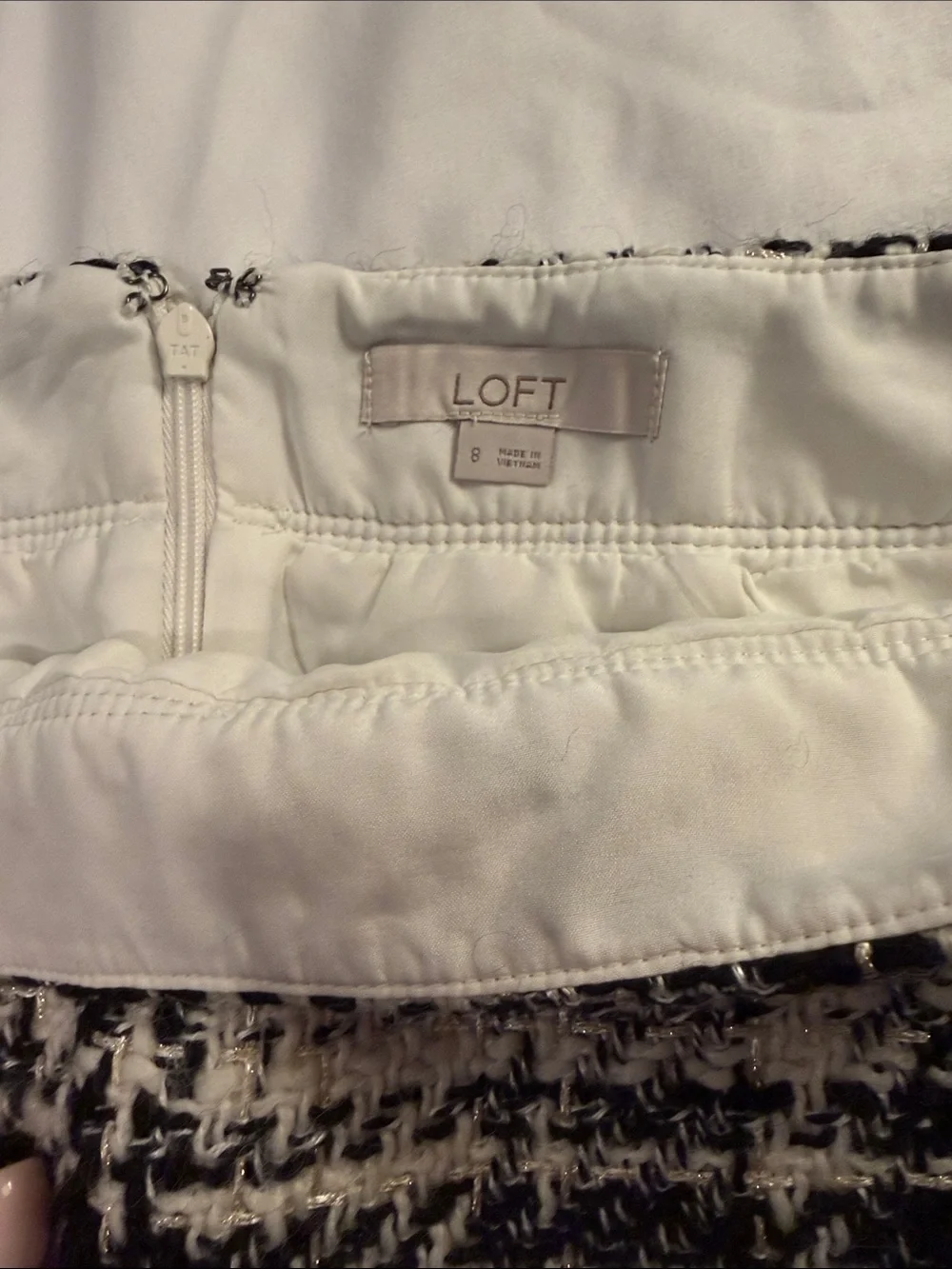 LOFT Black and White Plaid Tweed Mini Skirt - Picture 2 of 2